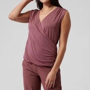 Athleta Breezy Wrap Tank Top Camisole Surplice V-Neck Tawny Rose Size Small
